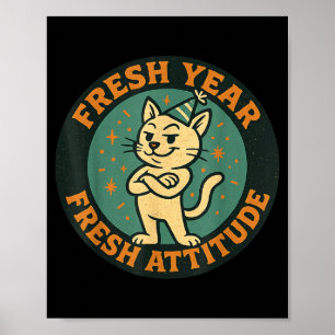 Poster Ano Novo 2026 Gato Engraçado Amante Humor Atitude