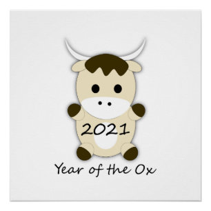 Pôster Ano Novo Chinês 2021 Ano do Ox