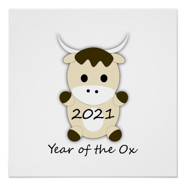 Pôster Ano Novo Chinês 2021 Ano do Ox (Frente)