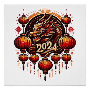 Pôster ano novo chinês 2024