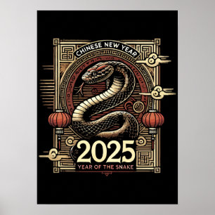 Poster Ano Novo Chinês 2025 Ano do Ano Lunar do Cobra