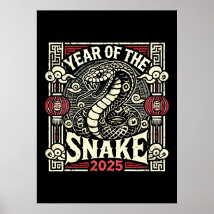 Poster Ano Novo Chinês 2025 Ano do Ano Lunar do Cobra