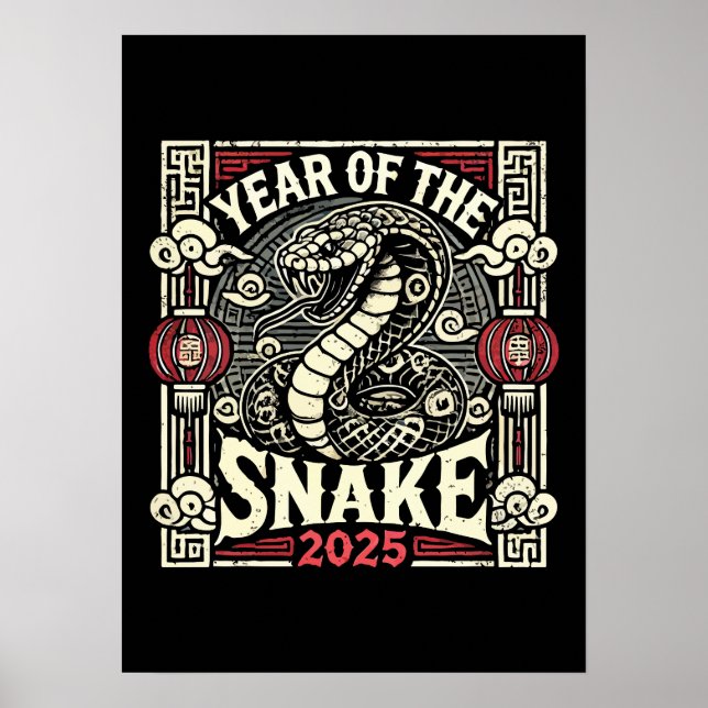 Poster Ano Novo Chinês 2025 Ano do Ano Lunar do Cobra (Frente)
