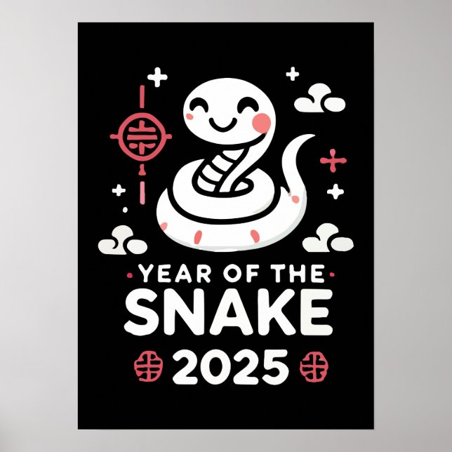 Poster Ano Novo Chinês 2025 Ano do Ano Lunar do Cobra (Frente)