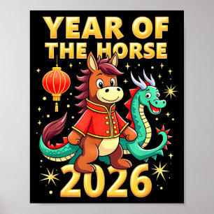 Poster Ano Novo Chinês 2026 Ano do Cavalo