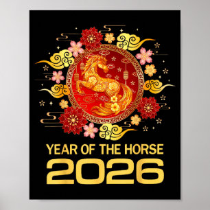 Poster Ano Novo Chinês 2026 Ano do Cavalo