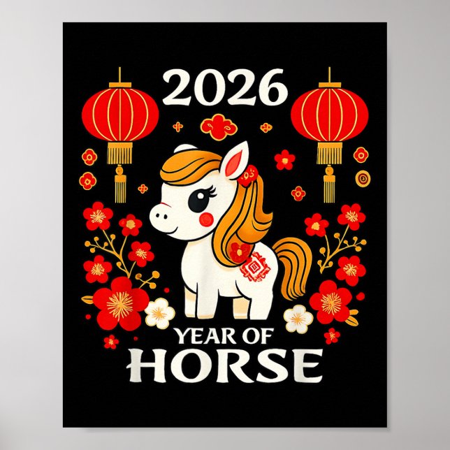Poster Ano Novo Chinês 2026 Ano Do Cavalo 2026 Novo Y (Frente)