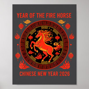 Poster Ano Novo Chinês 2026 Ano do Cavalo de Fogo