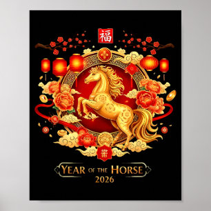 Poster Ano Novo Chinês 2026 Cavalo Feliz Ano Novo Chinês
