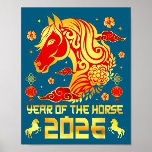Poster Ano Novo Chinês 2026 Cavalo Feliz Ano Novo Chinês