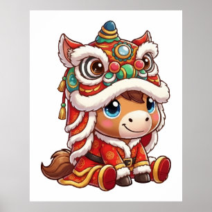 Poster Ano Novo Chinês Cavalo 2026 Zodíaco