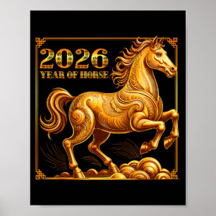 Poster Ano Novo Chinês do Cavalo Ano do Zodíaco Chinês