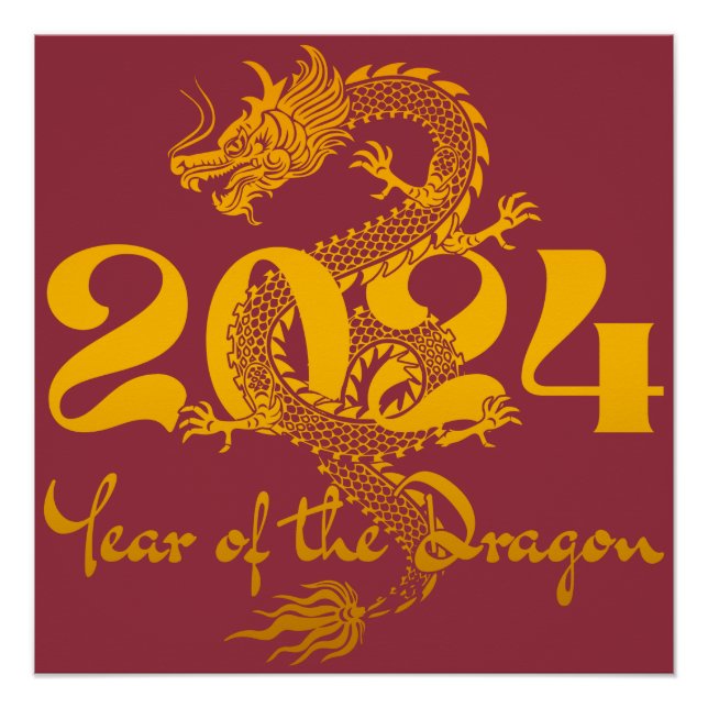 Pôster Ano Novo Chinês do Dragão 2024 (Frente)