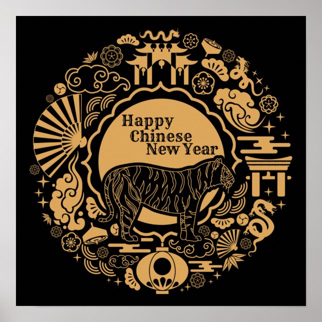 Poster Ano Novo Chinês do Tigre (Frente)