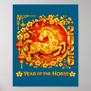 Poster Ano novo chinês feminino 2026 ano do cavalo