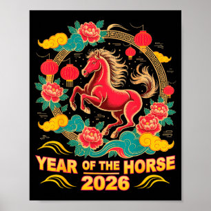 Poster Ano Novo Lunar Chinês 2026 2026 Ano do Cavalo