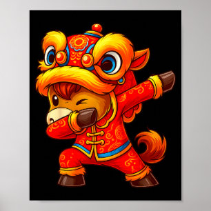 Poster Ano Novo Lunar Chinês Do Cavalo Funny Dabbing