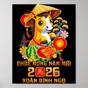 Poster Ano Novo Lunar Vietnamita Chuc Mung Nam Moi 2026 H