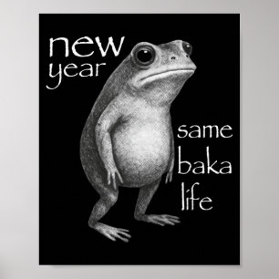 Poster Ano Novo Mesma Vida de Baka Piada de Sapo Divertid