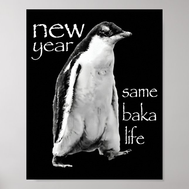 Poster Ano Novo Mesma Vida de Baka Pinguim Piada (Frente)