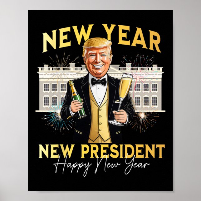 Poster Ano Novo Presidente Funny Trump Véspera de ano nov (Frente)