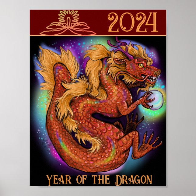 Poster Ano Zodíaco Chinês 2024 do Dragão (Frente)