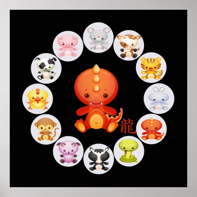 Pôster Ano Zodíaco Chinês do Dragão (Frente)