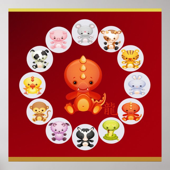 Pôster Ano Zodíaco Chinês do Dragão (Frente)