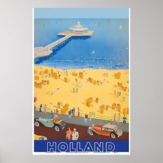 Poster Anos 30 Scheveningen Holanda - Estilo Clássico Vin