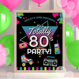 Poster anos 80 Festa de aniversário Retro Bem-vindo