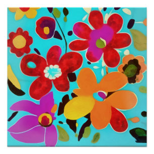 Pôster Anos setenta Inspiram pintura de Florais de Hothou