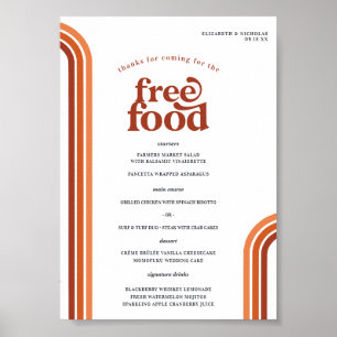 Poster Anos setenta Retrorísticos Menu Casamento