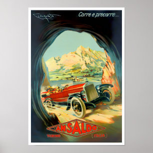 Poster Ansaldo carro vintage