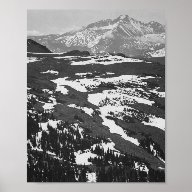 Poster Ansel Adams - Montanha Rocky de Pico Longo (Frente)