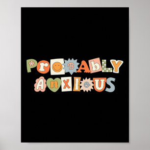 Poster Ansiedade Retro Groovy Conscientização da Saúde Me