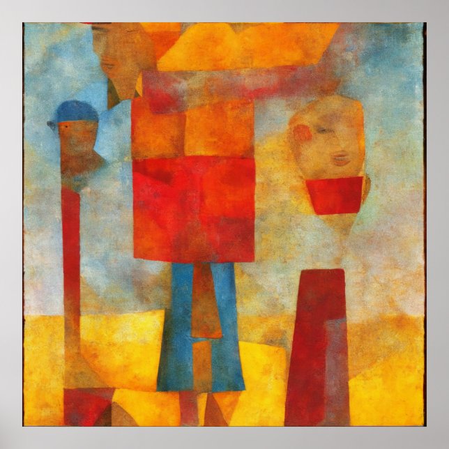 Poster Anstrato Moderno de Cor Brilhante Três Amigos (Frente)