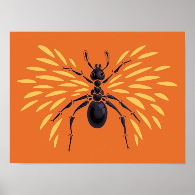 Pôster Ant Lover Insett Art Orange Entomology (Frente)