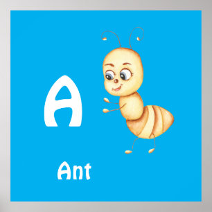 Poster Ant personalize ABC: Carta A - Adicione seu nome