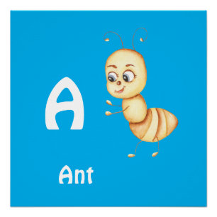 Pôster Ant personalize ABC: Carta A - Adicione seu nome