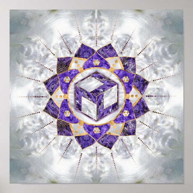 Poster Antahkarana em Lotus Mandala- Ametist e Pearl (Frente)