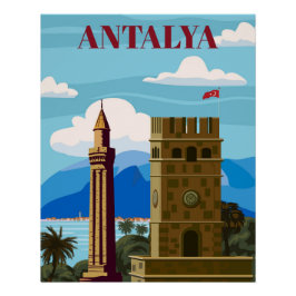 Pôster Antalya retro landmark poster