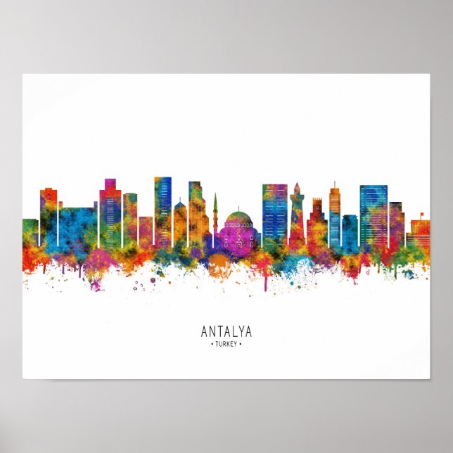 Poster Antalya Turkey Skyline (Frente)