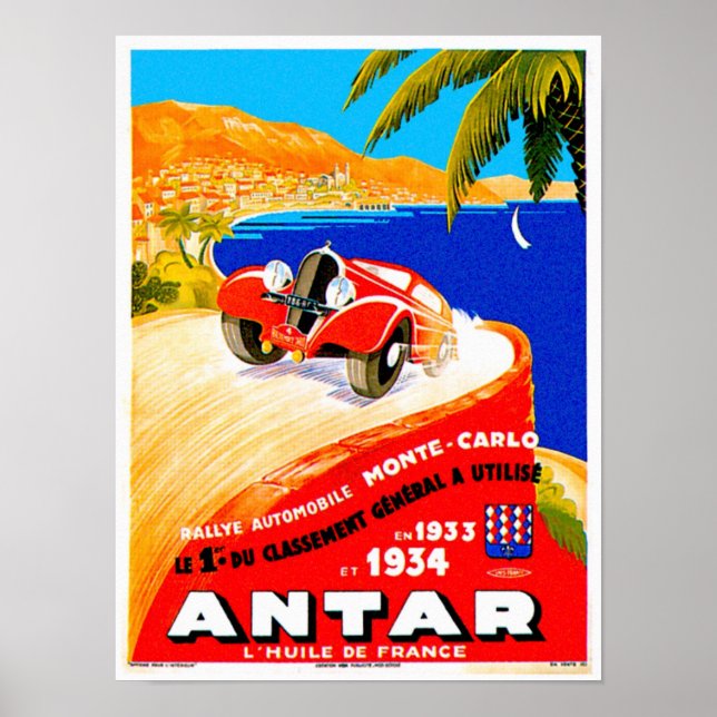 Pôster Antar Gas ~ Vintage Auto Road Race Ad (Frente)
