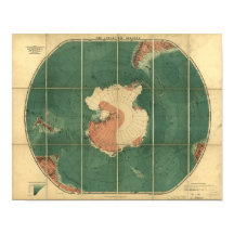 Antarctica Regions Antique Map 1922