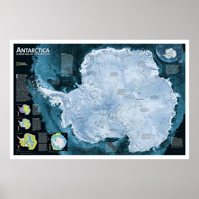 Poster "Antártica: Mapa de satélite como um (Frente)