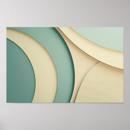 Poster Antecedentes de curvas em bege e verde