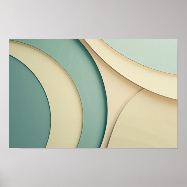 Poster Antecedentes de curvas em bege e verde (Frente)
