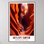 Poster Antelope Canyon Navajo Nation Art Deco AZ Viagem<br><div class="desc">Poster de viagens do estilo Art deco com Antelope Canyon no campo da Nação Navajo fora de Page,  Arizona.</div>