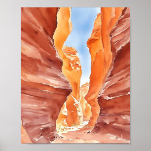 Poster Antelope Canyon Red Rock Watercolor