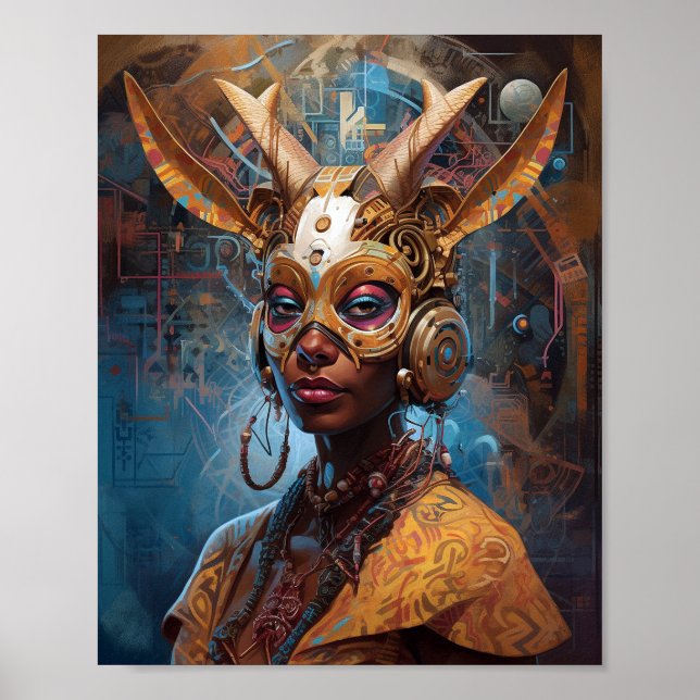 Poster Antelope Headdress Science Fiction Cyberpunk (Frente)